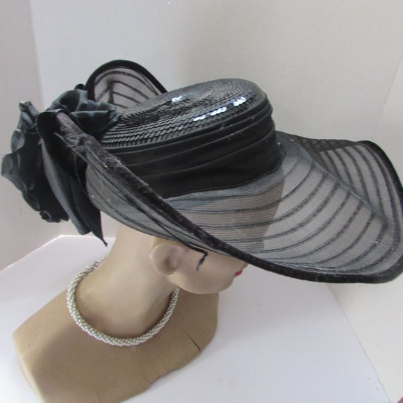 Whittal & Shon Hat in Black Straw Satin Bow main image 10
